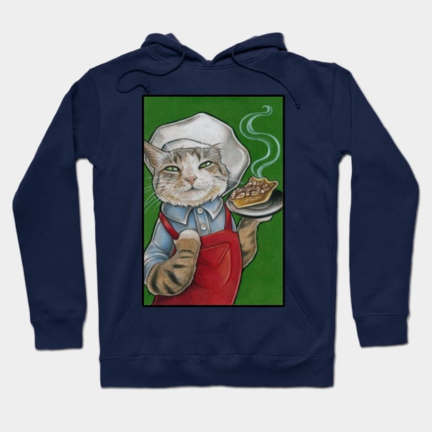 Cat Chef with Pecan Pie Hoodie by Nat Ewert Art